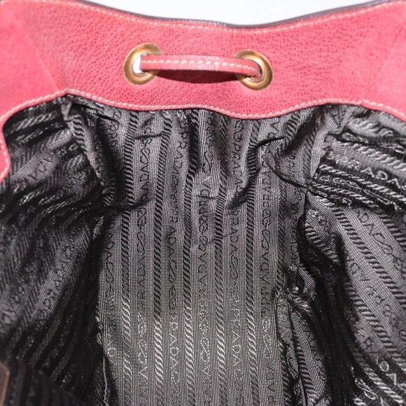 PRADA Shoulder Bag Leather Nylon Red Gold Auth 138849 - Picture 12 of 16